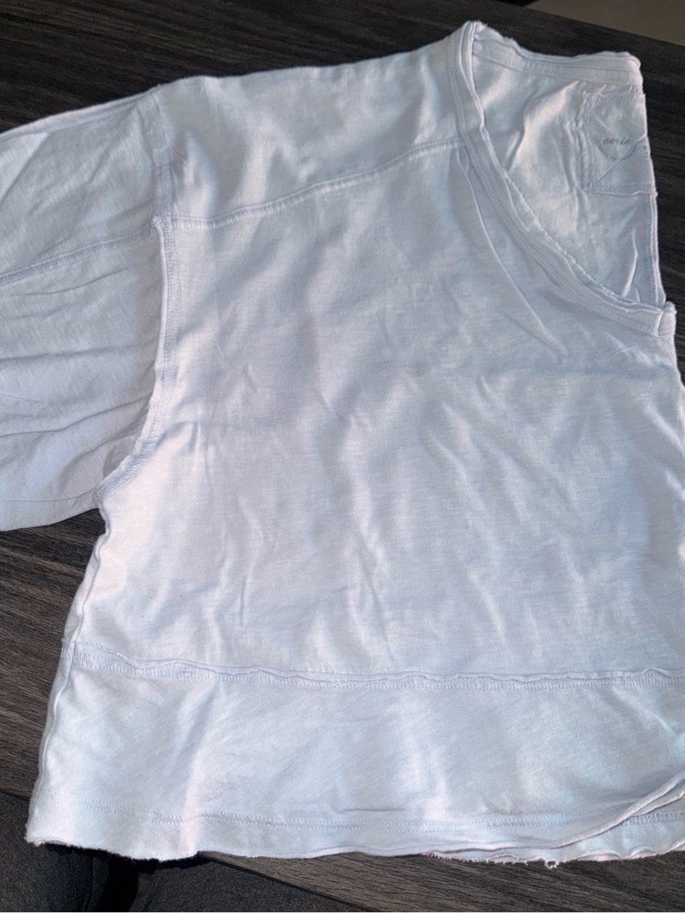 Aerie women’s happiest v-neck crop top shirt light blue